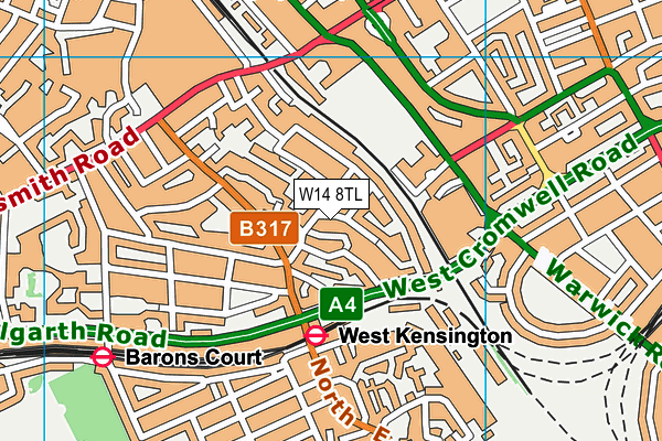 W14 8TL map - OS VectorMap District (Ordnance Survey)