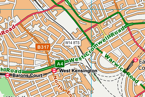 W14 8TS map - OS VectorMap District (Ordnance Survey)