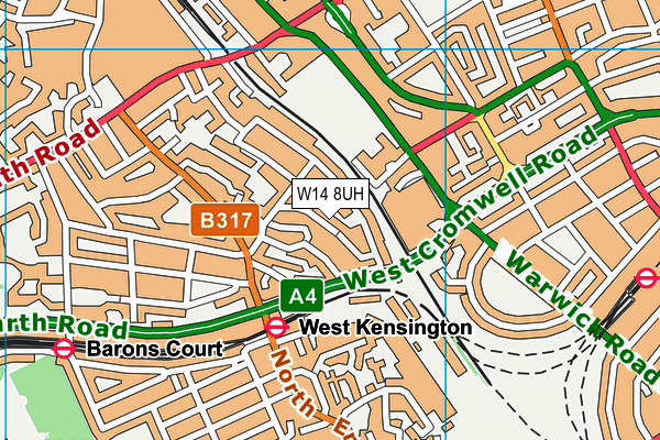 W14 8UH map - OS VectorMap District (Ordnance Survey)