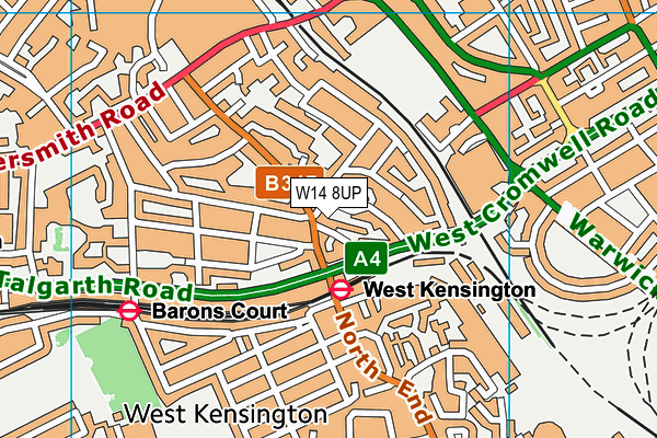 W14 8UP map - OS VectorMap District (Ordnance Survey)