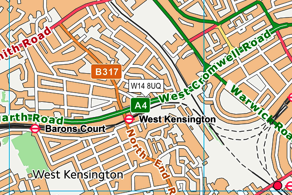 W14 8UQ map - OS VectorMap District (Ordnance Survey)