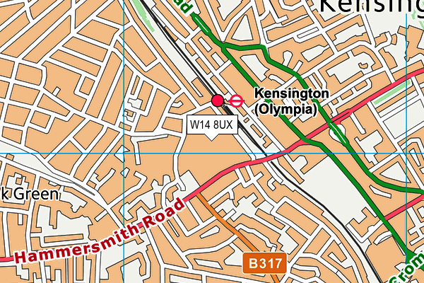 W14 8UX map - OS VectorMap District (Ordnance Survey)