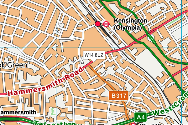 W14 8UZ map - OS VectorMap District (Ordnance Survey)