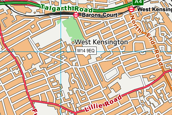 The Queen's Club map (W14 9EQ) - OS VectorMap District (Ordnance Survey)
