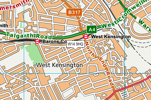 W14 9HQ map - OS VectorMap District (Ordnance Survey)