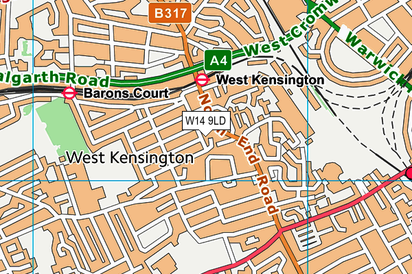 W14 9LD map - OS VectorMap District (Ordnance Survey)