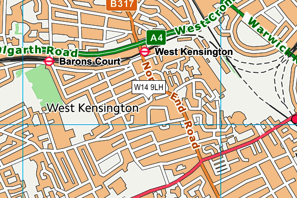 W14 9LH map - OS VectorMap District (Ordnance Survey)