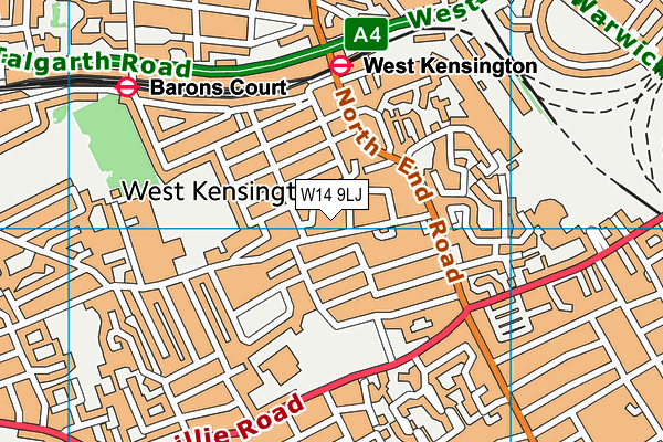 W14 9LJ map - OS VectorMap District (Ordnance Survey)