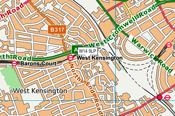 W14 9LP map - OS VectorMap District (Ordnance Survey)