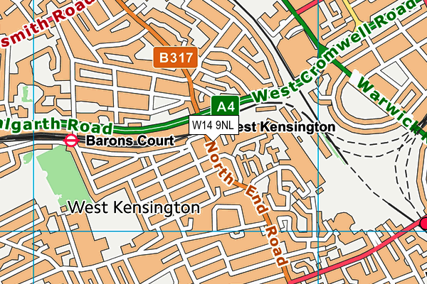 W14 9NL map - OS VectorMap District (Ordnance Survey)