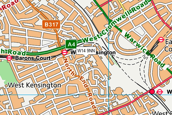 W14 9NN map - OS VectorMap District (Ordnance Survey)