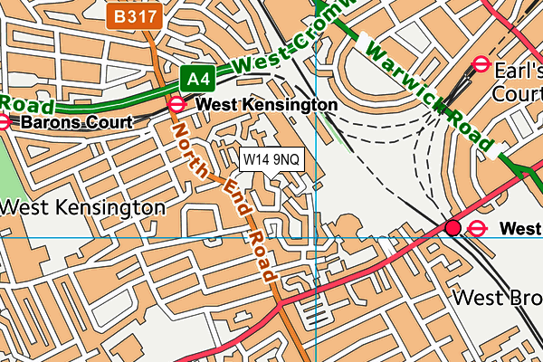 W14 9NQ map - OS VectorMap District (Ordnance Survey)