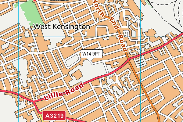 W14 9PT map - OS VectorMap District (Ordnance Survey)