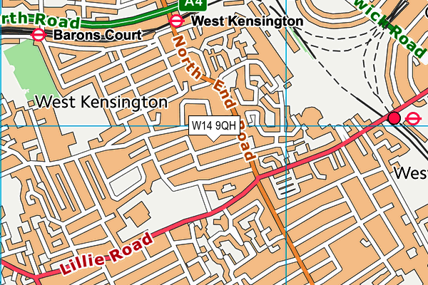 W14 9QH map - OS VectorMap District (Ordnance Survey)