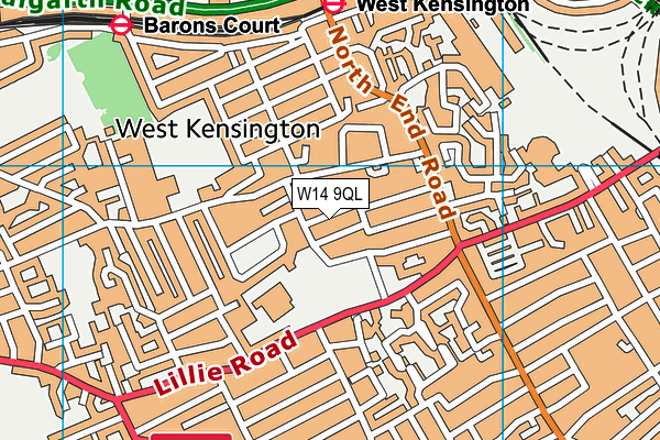 W14 9QL map - OS VectorMap District (Ordnance Survey)