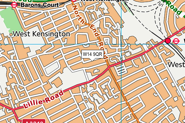 W14 9QR map - OS VectorMap District (Ordnance Survey)