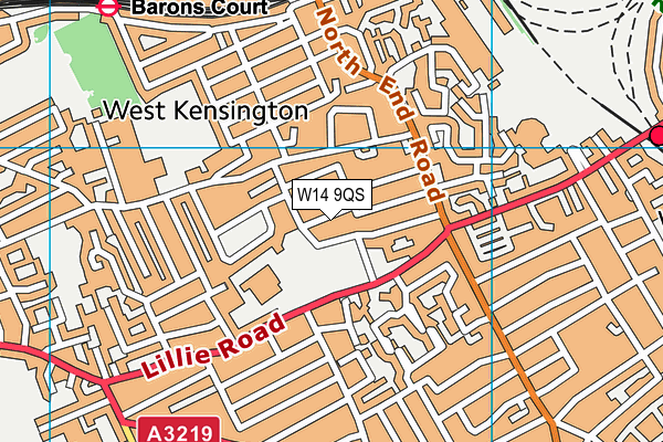 W14 9QS map - OS VectorMap District (Ordnance Survey)