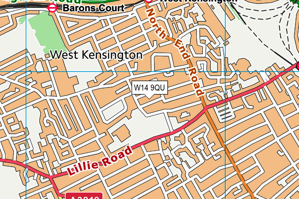 W14 9QU map - OS VectorMap District (Ordnance Survey)