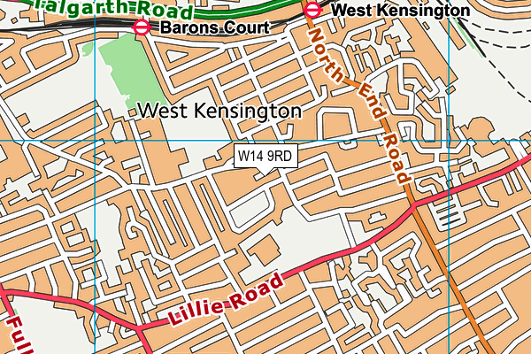 W14 9RD map - OS VectorMap District (Ordnance Survey)