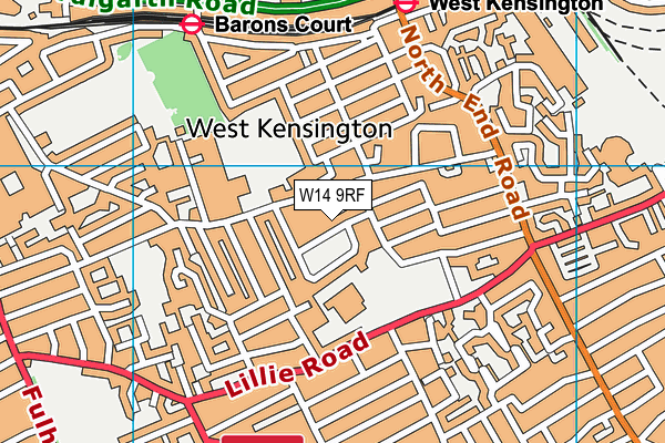 W14 9RF map - OS VectorMap District (Ordnance Survey)