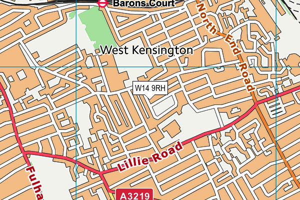 W14 9RH map - OS VectorMap District (Ordnance Survey)