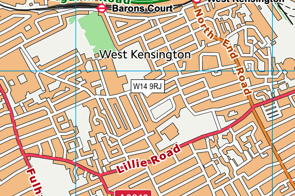 W14 9RJ map - OS VectorMap District (Ordnance Survey)