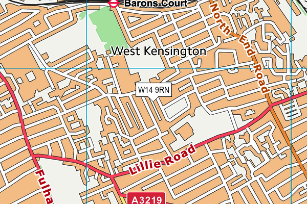 W14 9RN map - OS VectorMap District (Ordnance Survey)