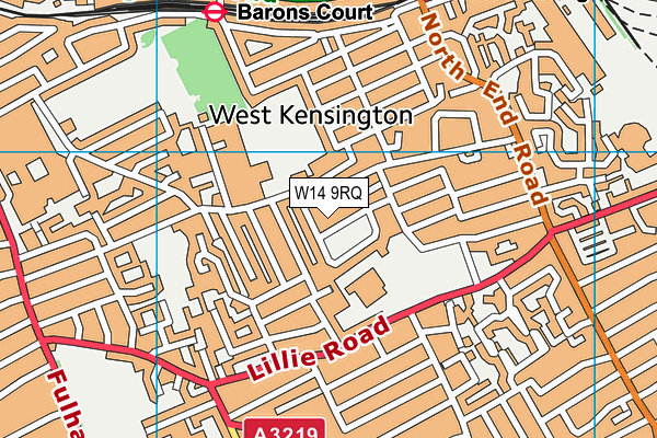 W14 9RQ map - OS VectorMap District (Ordnance Survey)