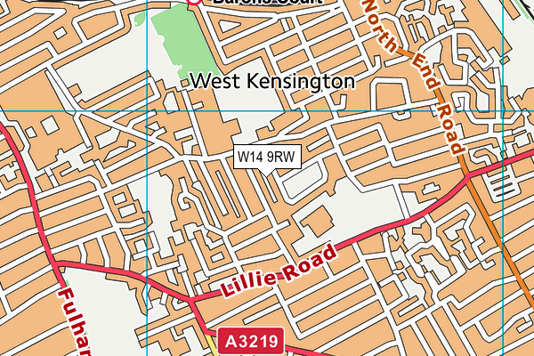 W14 9RW map - OS VectorMap District (Ordnance Survey)