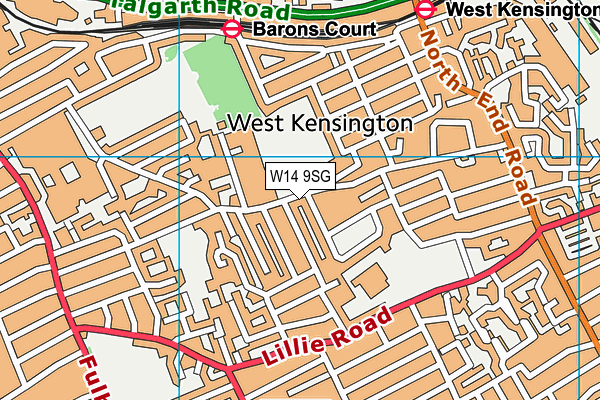 W14 9SG map - OS VectorMap District (Ordnance Survey)