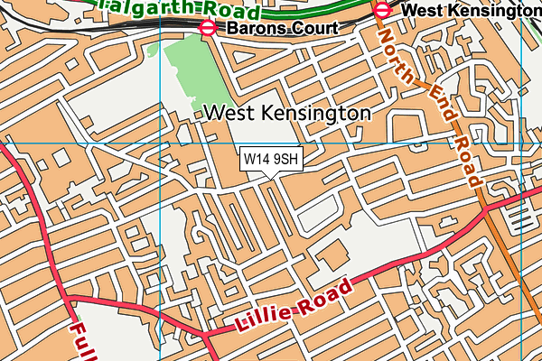 W14 9SH map - OS VectorMap District (Ordnance Survey)