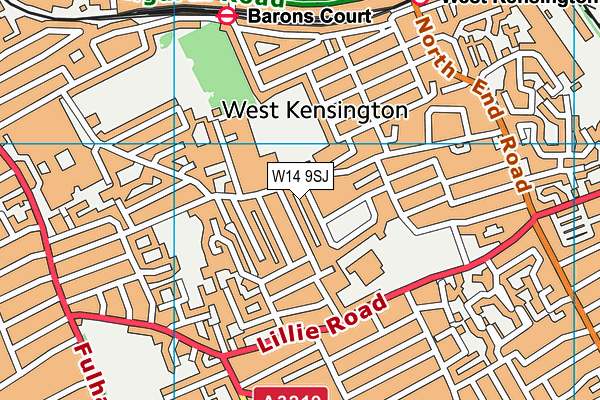 W14 9SJ map - OS VectorMap District (Ordnance Survey)