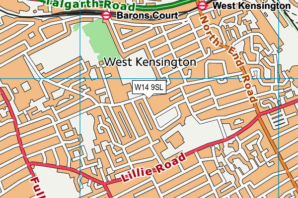 W14 9SL map - OS VectorMap District (Ordnance Survey)