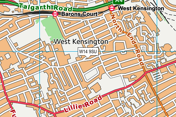 W14 9SU map - OS VectorMap District (Ordnance Survey)