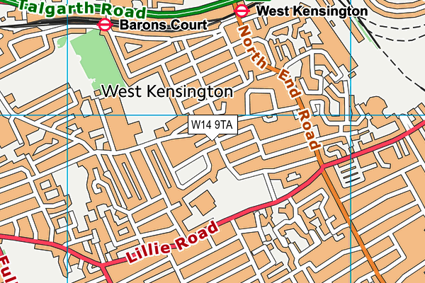 W14 9TA map - OS VectorMap District (Ordnance Survey)