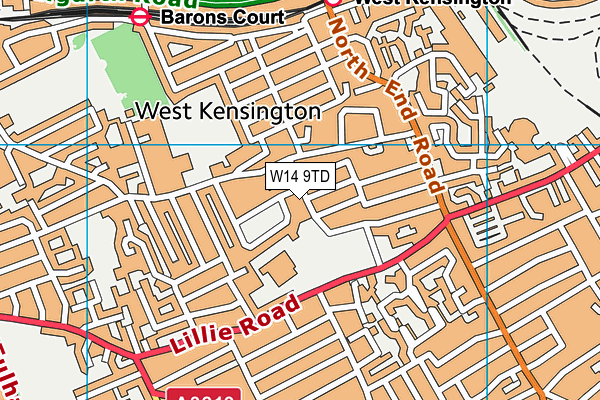 W14 9TD map - OS VectorMap District (Ordnance Survey)