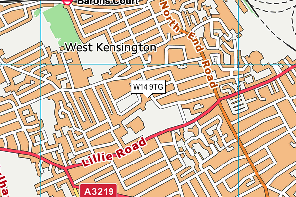 W14 9TG map - OS VectorMap District (Ordnance Survey)