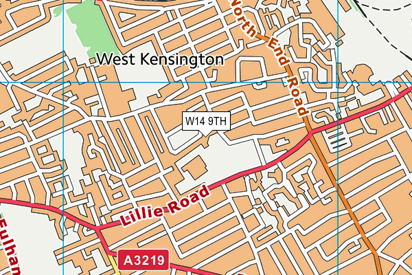 W14 9TH map - OS VectorMap District (Ordnance Survey)