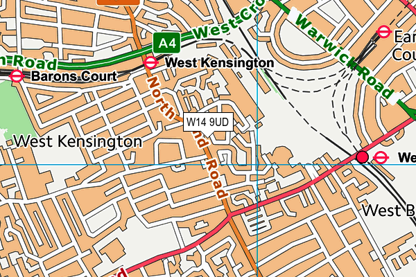 W14 9UD map - OS VectorMap District (Ordnance Survey)