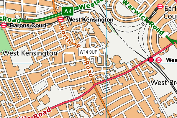 W14 9UF map - OS VectorMap District (Ordnance Survey)