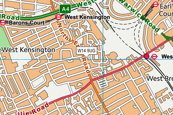 W14 9UG map - OS VectorMap District (Ordnance Survey)