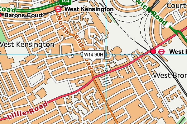 W14 9UH map - OS VectorMap District (Ordnance Survey)