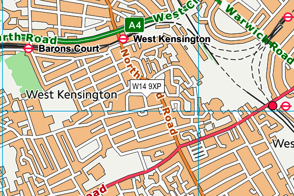 W14 9XP map - OS VectorMap District (Ordnance Survey)