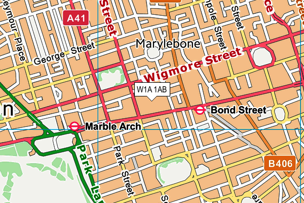 W1A 1AB map - OS VectorMap District (Ordnance Survey)