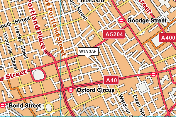 W1A 3AE map - OS VectorMap District (Ordnance Survey)