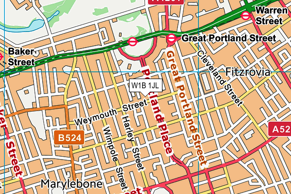 W1B 1JL map - OS VectorMap District (Ordnance Survey)