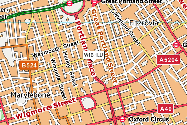 W1B 1LU map - OS VectorMap District (Ordnance Survey)