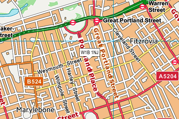 Portland Place School map (W1B 1NJ) - OS VectorMap District (Ordnance Survey)