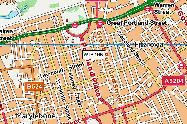 W1B 1NN map - OS VectorMap District (Ordnance Survey)