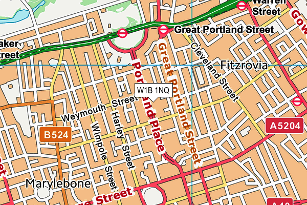 W1B 1NQ map - OS VectorMap District (Ordnance Survey)